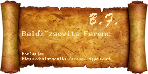 Balázsovits Ferenc névjegykártya