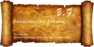 Balázsovits Ferenc névjegykártya