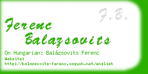 ferenc balazsovits business card