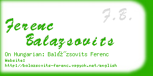 ferenc balazsovits business card